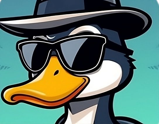 Duck wearing sun glasses.